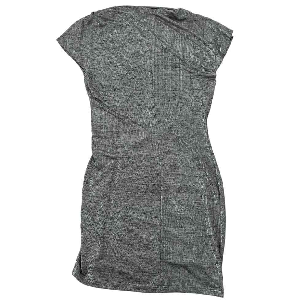 Isabel Marant Etoile Nadilia Ruched Silver Metallic Shimmer Mini Dress SZ S - Picture 3 of 15